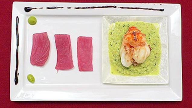 Rezept: Tunfisch-Sashimi mit beschwipstem Tiger Prawn Rezept: Tunfisch-Sashimi mit beschwipstem Tiger Prawn