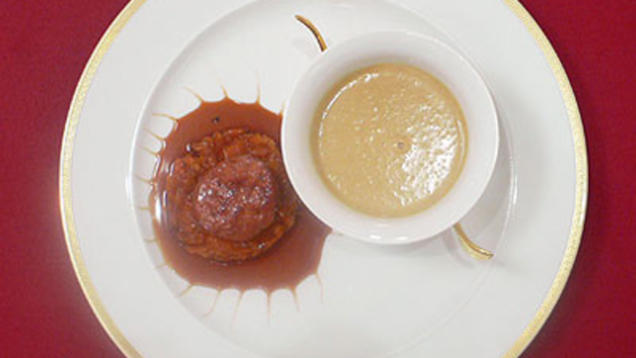 Rezept: Schaumsüppchen vom Steinpilz mit karamellisierter Milchkalbsleber Rezept: Schaumsüppchen vom Steinpilz mit karamellisierter Milchkalbsleber