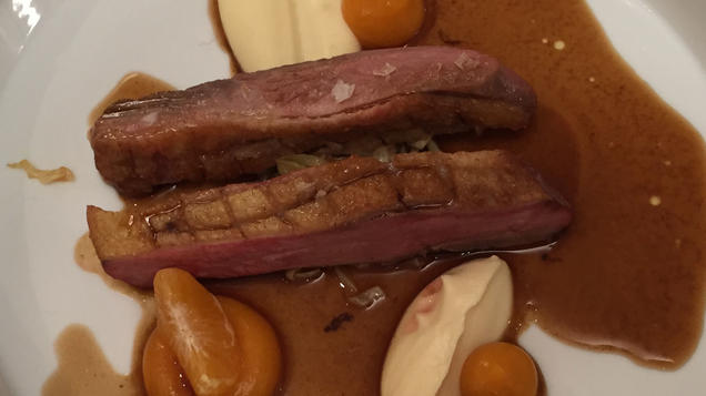 Rezept: Französische Mais-Enten-Brust, dazu Spitzkohl, Sellerie und Mandarine Rezept: Französische Mais-Enten-Brust, dazu Spitzkohl, Sellerie und Mandarine