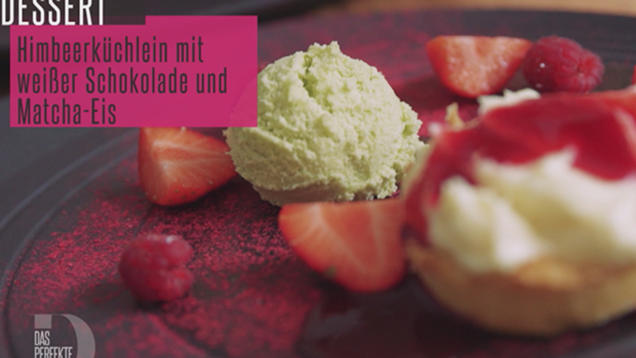 Rezept: Himbeerküchlein mit weißer Schokolade und Matcha-Eis Rezept: Himbeerküchlein mit weißer Schokolade und Matcha-Eis