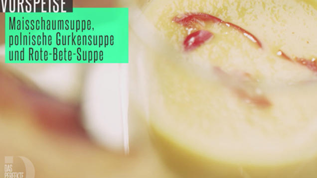 Rezept: Dreierlei Süppchen (Maisschaumsüppchen, polnische Gurkensuppe und Rote-Bete-Suppe) Rezept: Dreierlei Süppchen (Maisschaumsüppchen, polnische Gurkensuppe und Rote-Bete-Suppe)