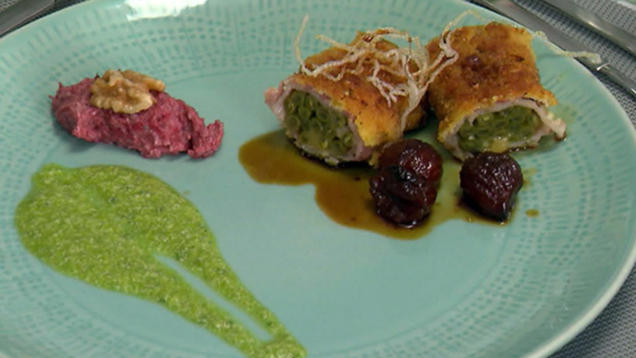 Rezept: Keniabohnen mit Speck in Maronen-Soße Rezept: Keniabohnen mit Speck in Maronen-Soße
