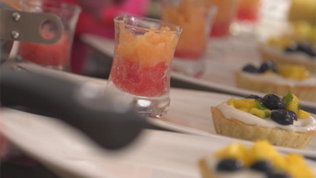 Rezept: Kokos-Mango-Tarte und Melonen-Sorbet Rezept: Kokos-Mango-Tarte und Melonen-Sorbet