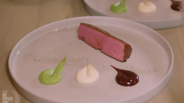 Rezept: Rehrückenfilet im Asia Sud mit dreierlei Püree (Thomas Bühner) Rezept: Rehrückenfilet im Asia Sud mit dreierlei Püree (Thomas Bühner)