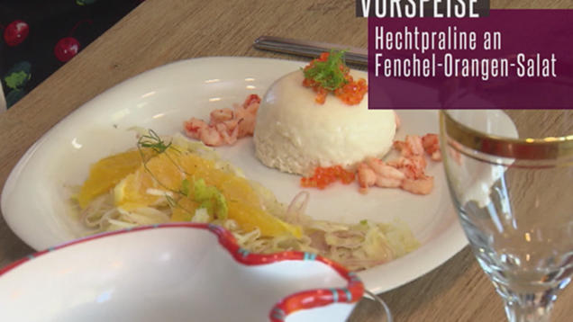 Rezept: Hechtpraline an Fenchel-Orangen-Salat Rezept: Hechtpraline an Fenchel-Orangen-Salat