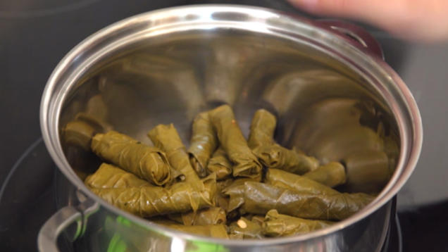 Rezept: Hummus, gefüllte Weinblätter und Auberginenpaste Rezept: Hummus, gefüllte Weinblätter und Auberginenpaste