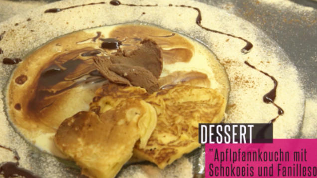 Rezept: Apflpfannkouchn mit Schokoeis und Fanillesoß Rezept: Apflpfannkouchn mit Schokoeis und Fanillesoß