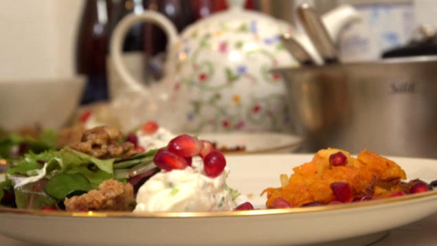 Rezept: Süßkartoffeltaler mit Crème de Fromage de Chèvre Rezept: Süßkartoffeltaler mit Crème de Fromage de Chèvre