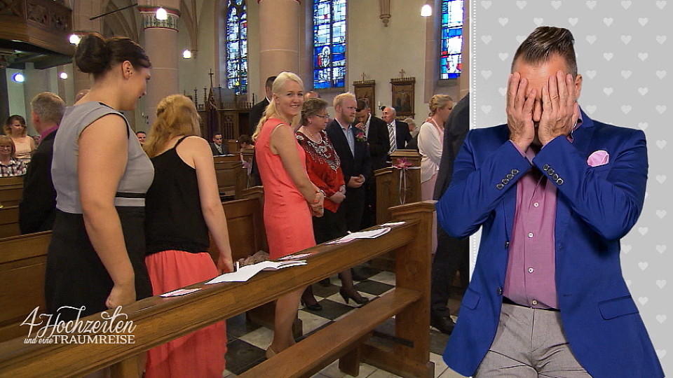 4 Hochzeiten und eine Traumreise: Melissas Gastbräuten unterläuft eine Kirchen-Panne Bei Melissas Trauung ist der Geistliche vom Verhalten der Gastbräute irritiert.