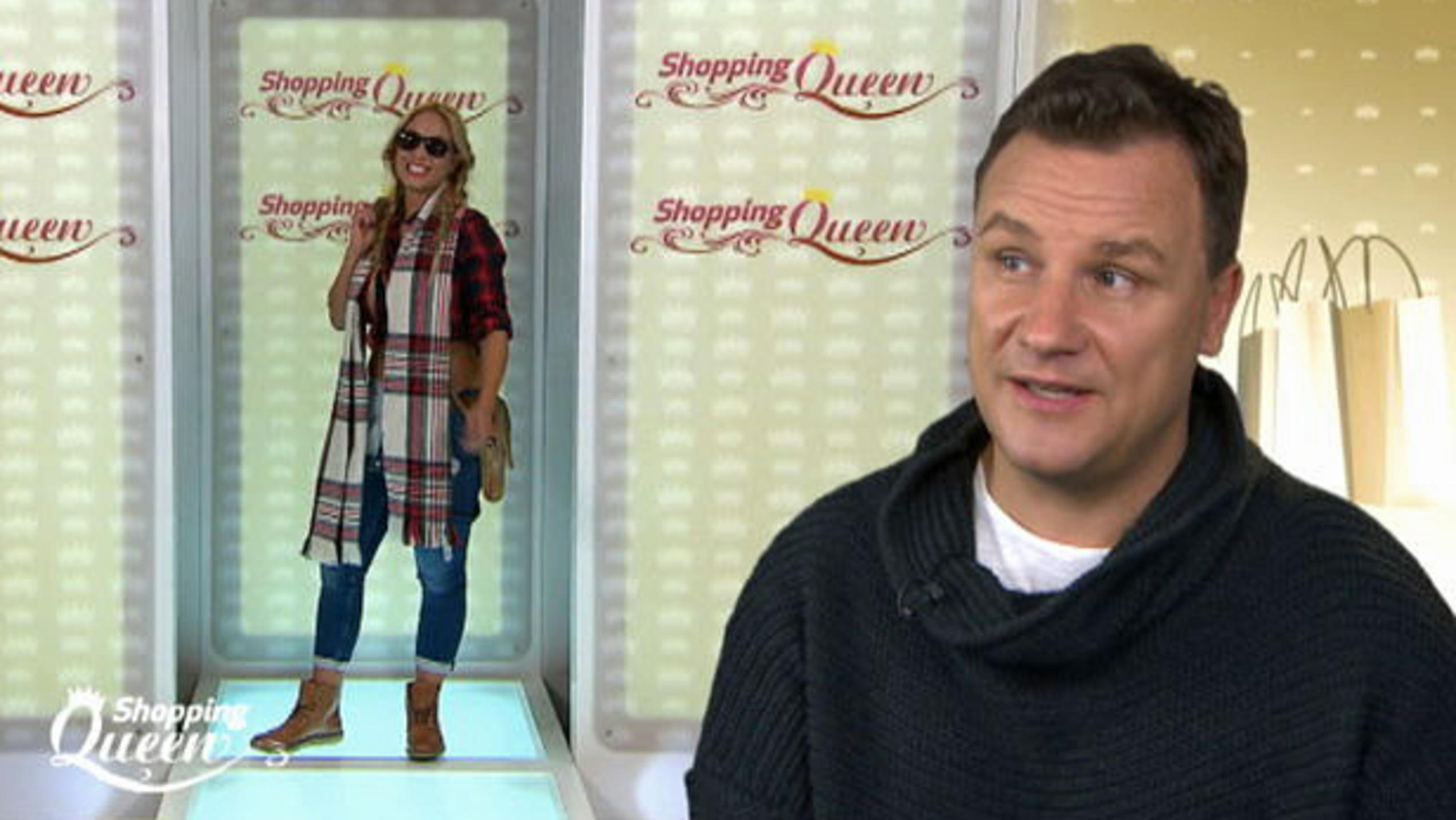 Shopping Queen: Christina schwingt das Lasso auf dem Catwalk Shopping Queen: Guido Maria Kretschmer bewertet Christinas Karo-Outfit