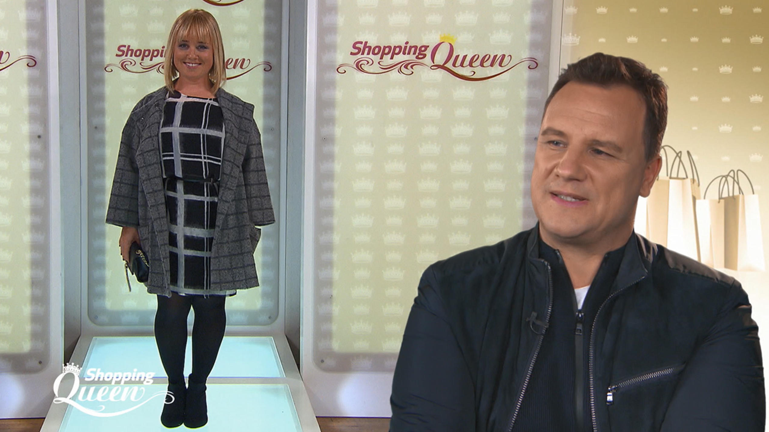 Shopping Queen: Eliana präsentiert ihren Karo-Look auf dem Catwalk "Shopping Queen"-Kandidatin Eliana aus Ulm auf dem Catwalk