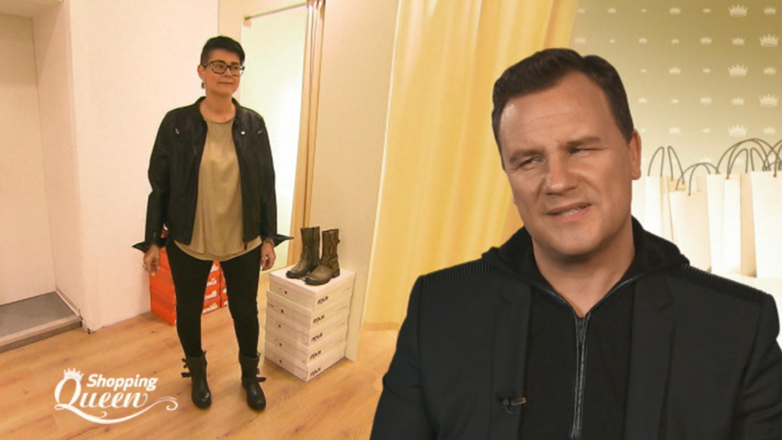 Shopping Queen: Olga auf der Suche nach einem Look im Biker-Style "Shopping Queen"-Kandidatin Olga sucht den Biker-Look