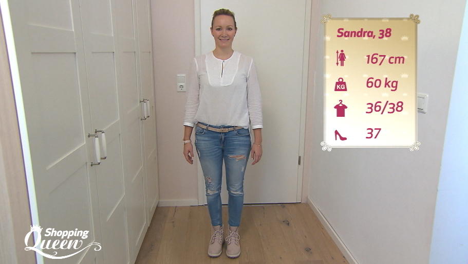 Shopping Queen: Sandra im Style-Check Sandra wird von Guido im Style-Check unter die Lupe genommen.
