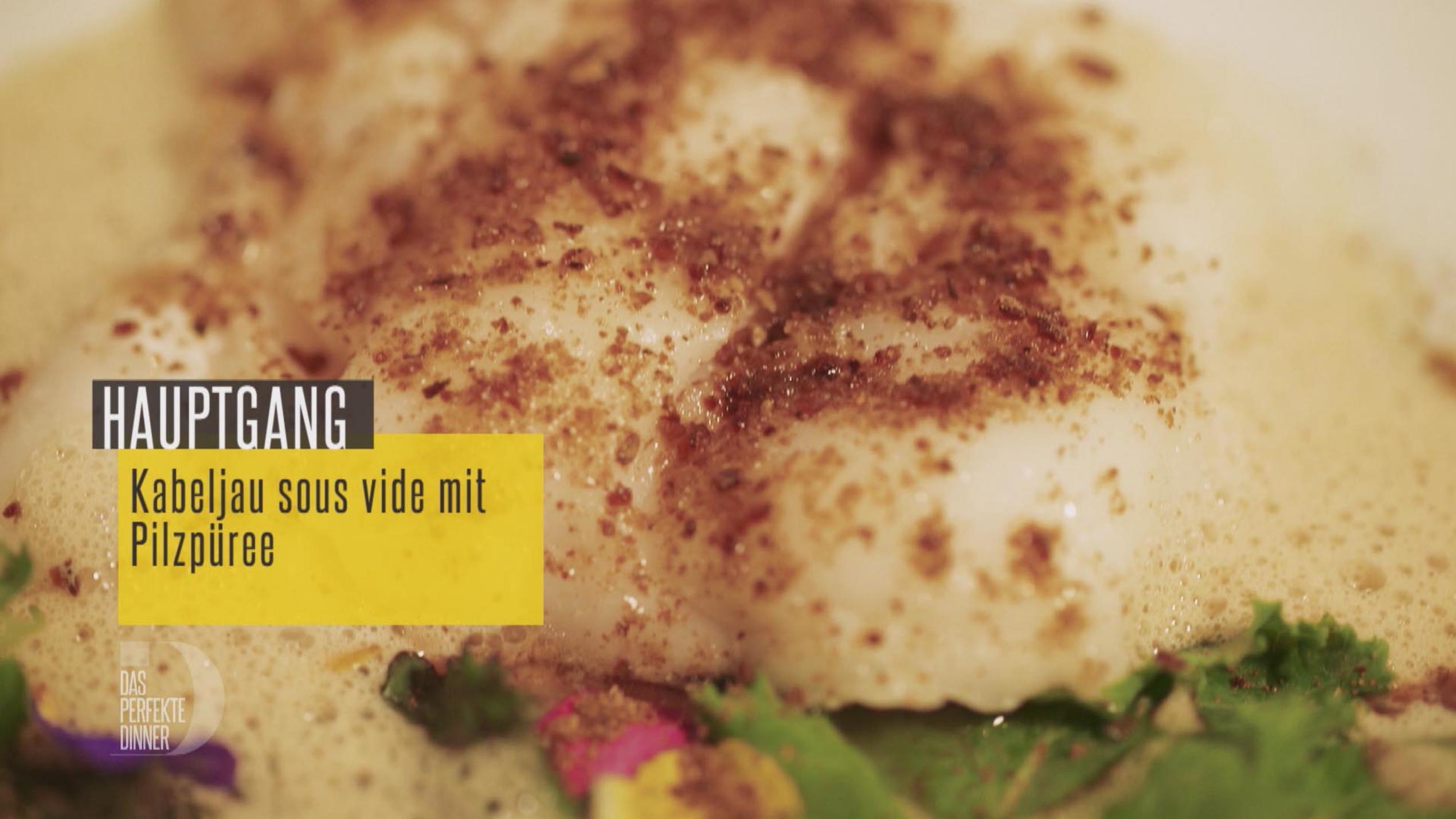 Kabeljau sous vide mit Pilzpüree Kablejau sous vide mit Pilzpürree, Sebastians Hauptspeise