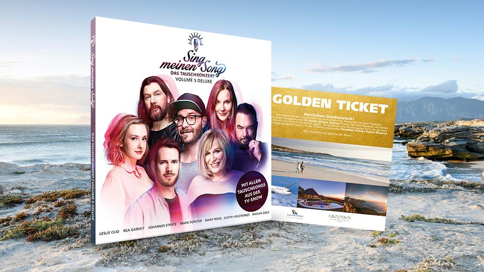 Sing meinen Song 2018: Mit dem "Golden Ticket" eine Reise nach Südafrika gewinnen! Findet das einzige "Golden Ticket", das in einer der "Sing meinen Song"-CDs versteckt wurde.