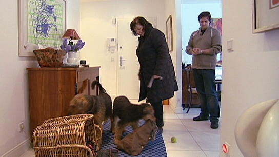 "Carlotta" reagiert aggressiv auf den Mantel des Herrchens "Carlotta" reagiert aggressiv auf den Mantel des Herrchens