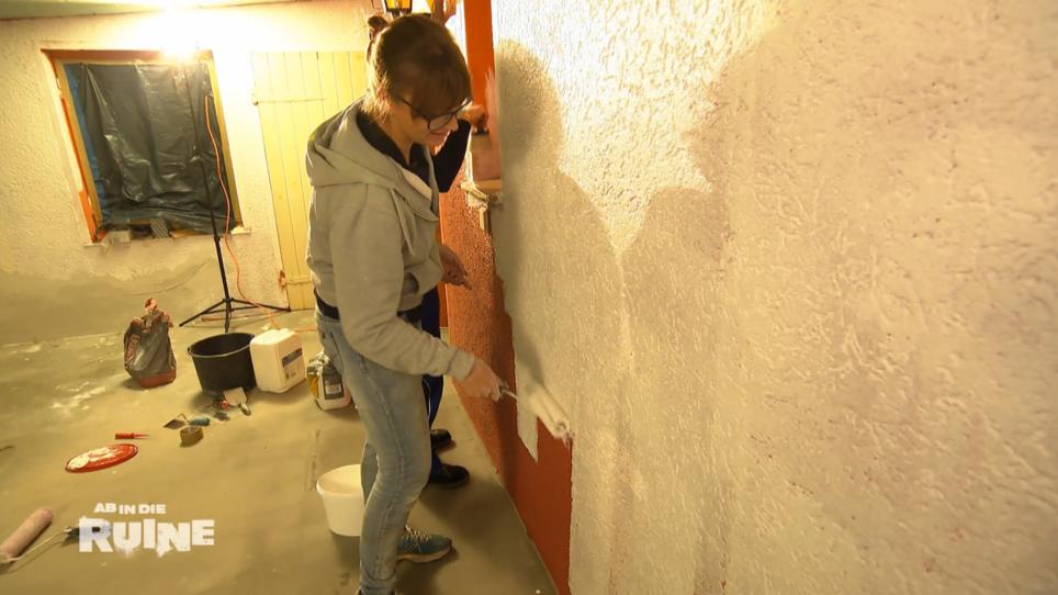 Die Wände werden gestrichen und gespachtelt Die Wände werden gestrichen und gespachtelt