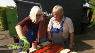 Bei Anne und Erwin werden schon die Paletten gestrichen Bei Anne und Erwin werden schon die Paletten gestrichen