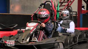 Anna und Gereon daten auf der Kartbahn Anna und Gereon daten auf der Kartbahn