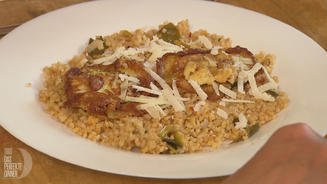 Zucchini Piccata mit buntem Bulgur
