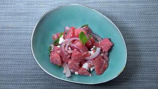 Wassermelonen-Feta-Minze Salat