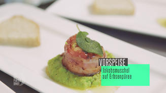 Jakobsmuscheln auf Erbsenpüree