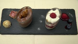 Pralinenmousse und Himbeer-Tiramisu