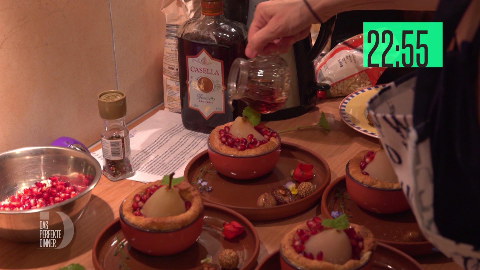 Birnensoufflé | gefüllte Datteln | Sesamkugeln | Kastanien | Obst