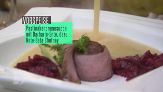 Pastinakencremsuppe mit Barbarieente