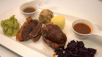 Minischäuferle mit Wirsing und Kloß