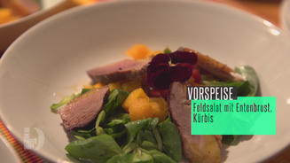 Feldsalat, Kürbis, Entenbrust
