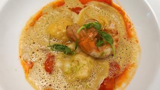 Krustentier-Ravioli mit Jus 