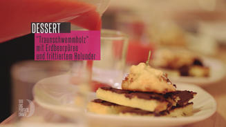 Traunschwemmholz mit Erdbeerpüree