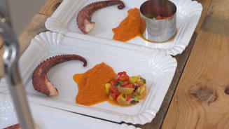 Pulpo mit Chakalaka-Püree und Ceviche