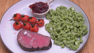 Roastbeef mit Spinat-Bärlauch-Spätzle