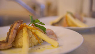 Zweierlei vom Fisch mit Safran Risotto