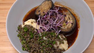  Aubergine/ Sellerie/ Linsen