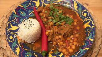 Mutton-Chana-Curry mit Reis