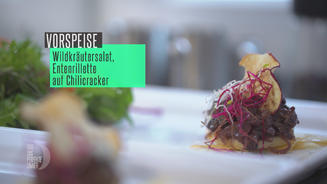 Wildkräutersalat mit Entenrillet