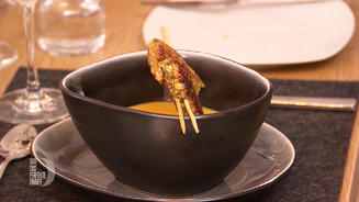  Süßkartoffel-Ingwer-Suppe mit Garnele