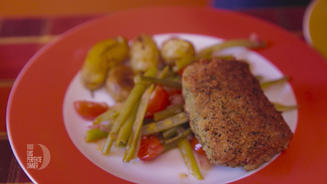 Kräuterschnitzel von Lammlachsen