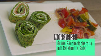 Spinat-Räucherlachsrolle
