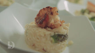 Grüner Spargel Risotto mit Garnele