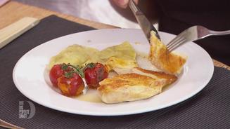 Maispoulardenbrust mit Pilz-Ravioli