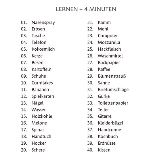 Aufgabe 2 aus dem Buch „Mehr Platz im Gehirn“ von Boris Nikolai Konrad: Einkaufsliste