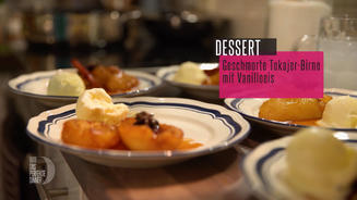 Karamellisierte Birnen mit Vanilleeis