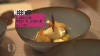 Sauerrahm-Matcha-Tee-Eis & Mango