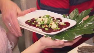Rote-Bete-Carpaccio mit Schafskäse