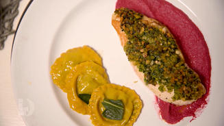 Maishähnchenfilet mit Kruste, Ravioli