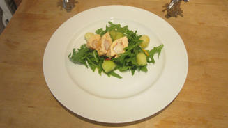 Maispoulardenbrust mit Garnele gefüllt